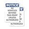 Signmission No Vehicles Beyond This Point OSHA Notice Sign, Plastic, 7in W x 10in L, 2PK OS-2PACK-NS-P-710-V-15028 - alternate 1